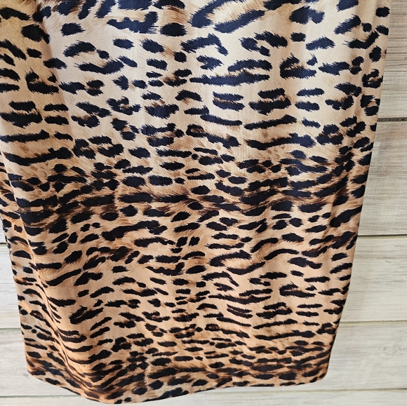 Jessica McClintock Gunne Sax Leopard Print Slip Dress Brown Cream Size 7/8 - Picture 6 of 13